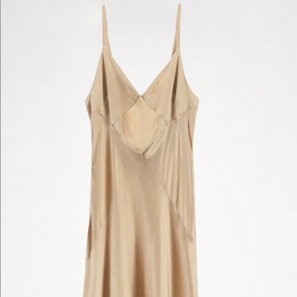 white christmas dresses ZARA Cream Satin Backless Maxi Dress UK S